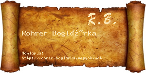 Rohrer Boglárka névjegykártya